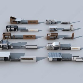 现代入口大门门3D模型下载